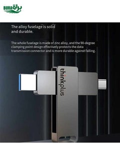 BURAQ Lenovo Thinkplus MU110 USB3.2+Type-C Dual Interface Rotation Flash Drive, Size: 128GB(Grey)  - Image 4
