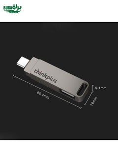 BURAQ Lenovo Thinkplus MU110 USB3.2+Type-C Dual Interface Rotation Flash Drive, Size: 128GB(Grey)  - Image 3