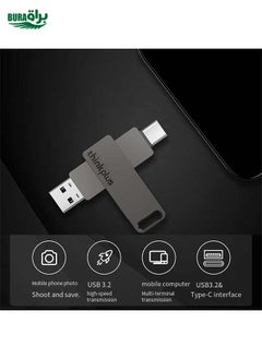 BURAQ Lenovo Thinkplus MU110 USB3.2+Type-C Dual Interface Rotation Flash Drive, Size: 128GB(Grey)  - Image 5