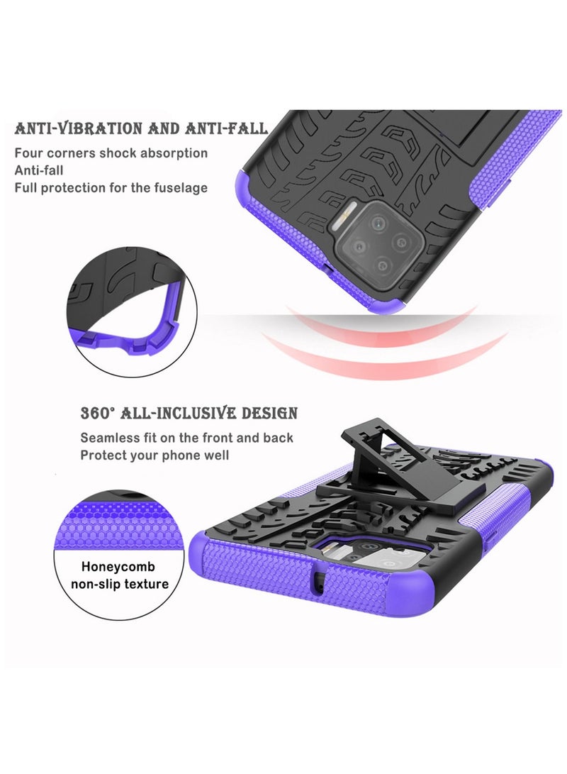 Y&D Case for Oppo A92 with Kickstand Hybrid Heavy Duty 2 in 1 Anti-Fall Protection Cover Hyun Pattern Design TPU Shockproof Phone Case Rugged Cell Stylish Appearance (Orang) - Image 4