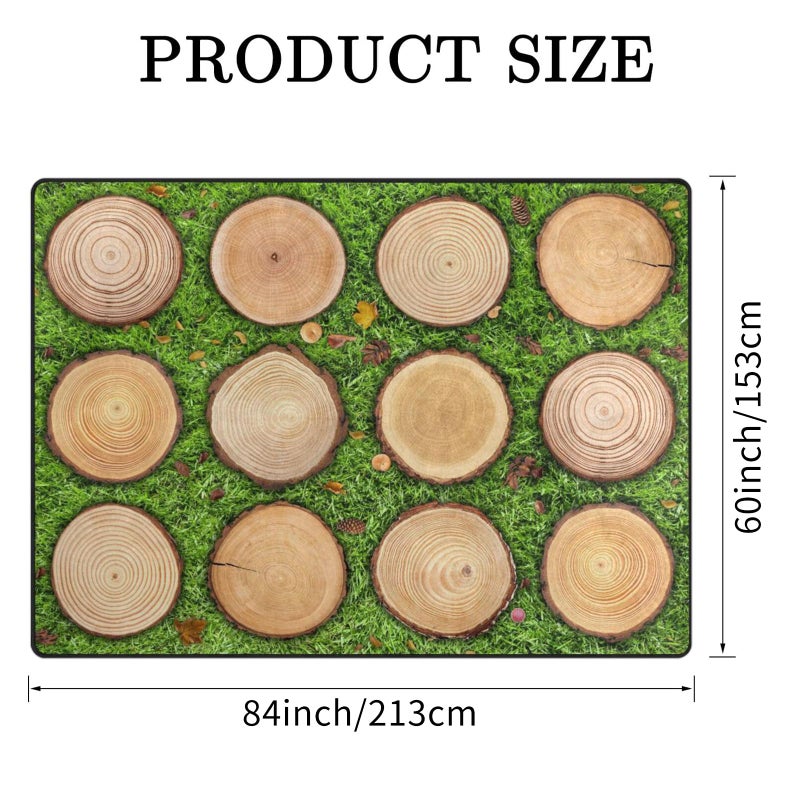 Engree Kids Rug, Classroom Carpets Playmat Rugs - 5x7 Ft Kids Carpet with Rubber Backing, Green Grass Tree Stump Classroom Seating Rug Play Mat Nursery Rugs for Children Bedroom Playroom Elementary -Seats 12 - Image 2