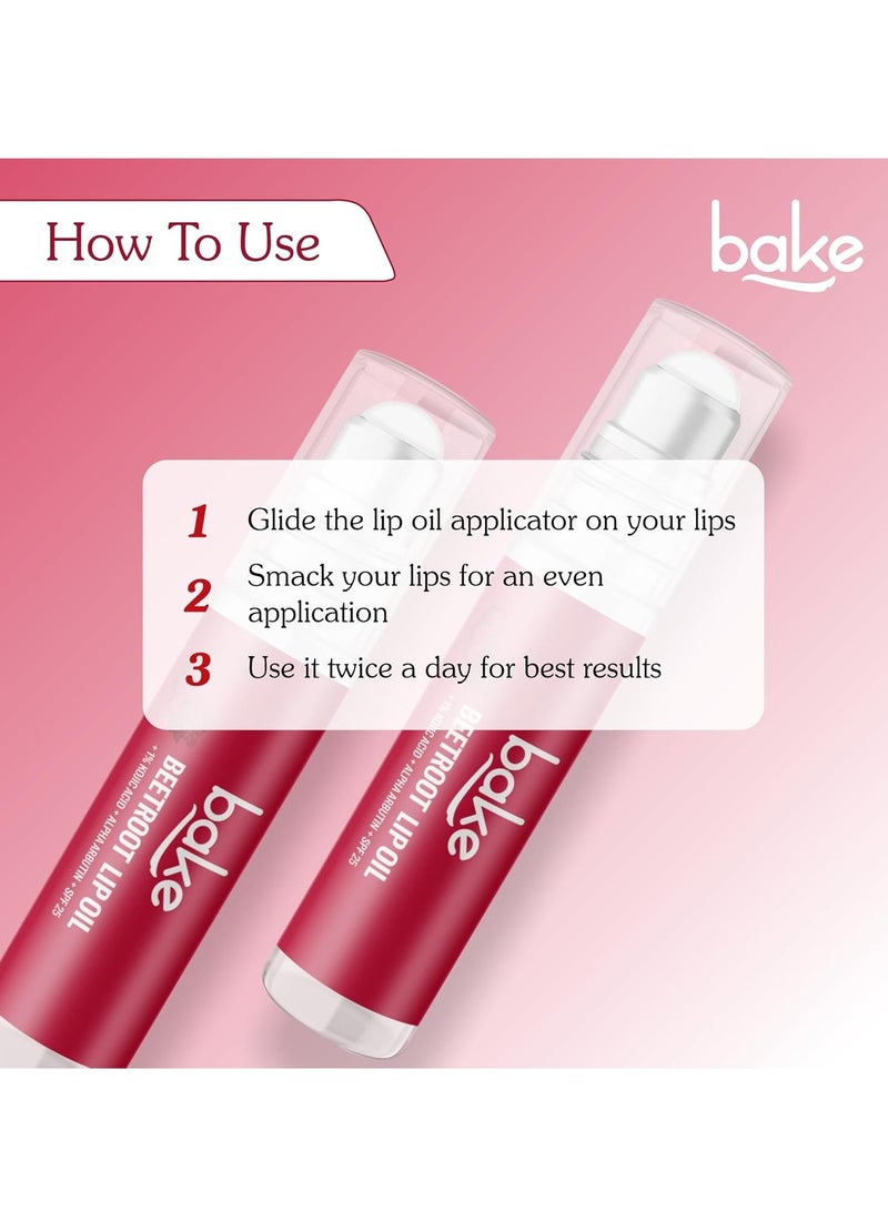 BAKE 1% Kojic Acid Beetroot Tinted Lip Balm Oil with SPF 25, Pigmentation & Dark Lips Beetroot (15 g) - Image 5