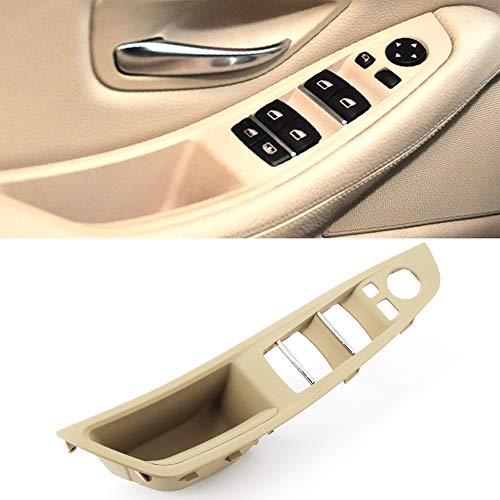 FEXON Driver Side Door Handle Replacement for BMW 5 Series, Window Switch Armrest Panel, Inner Pull Trim Panel Cover 2010-2016 Series 520 523 525 528 530 535 F10 F11 Beige - Image 1