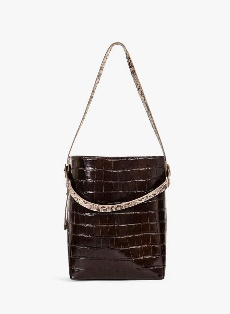 Ipekyol Contrasting Croc-Effect Bucket Bag