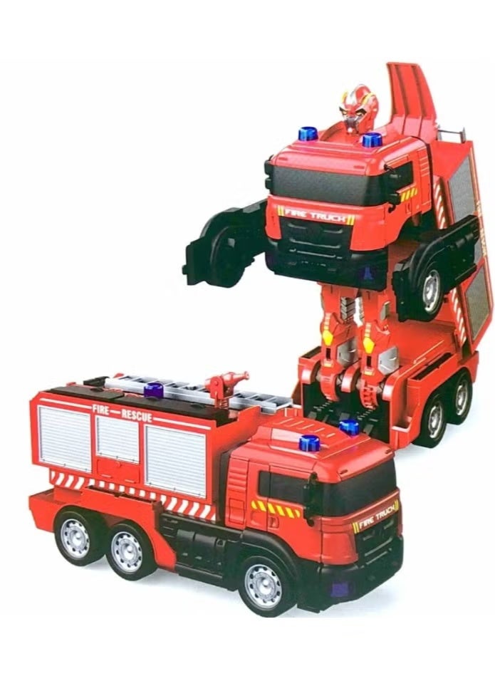 ELTRAZONE 26cm RC Fire Truck Toy with Metal Body, Wireless Remote Control, 680° Rotating Water Blaster, Realistic Rescue Vehicle, Rechargeable RC Emergency Truck for Kids - Image 1