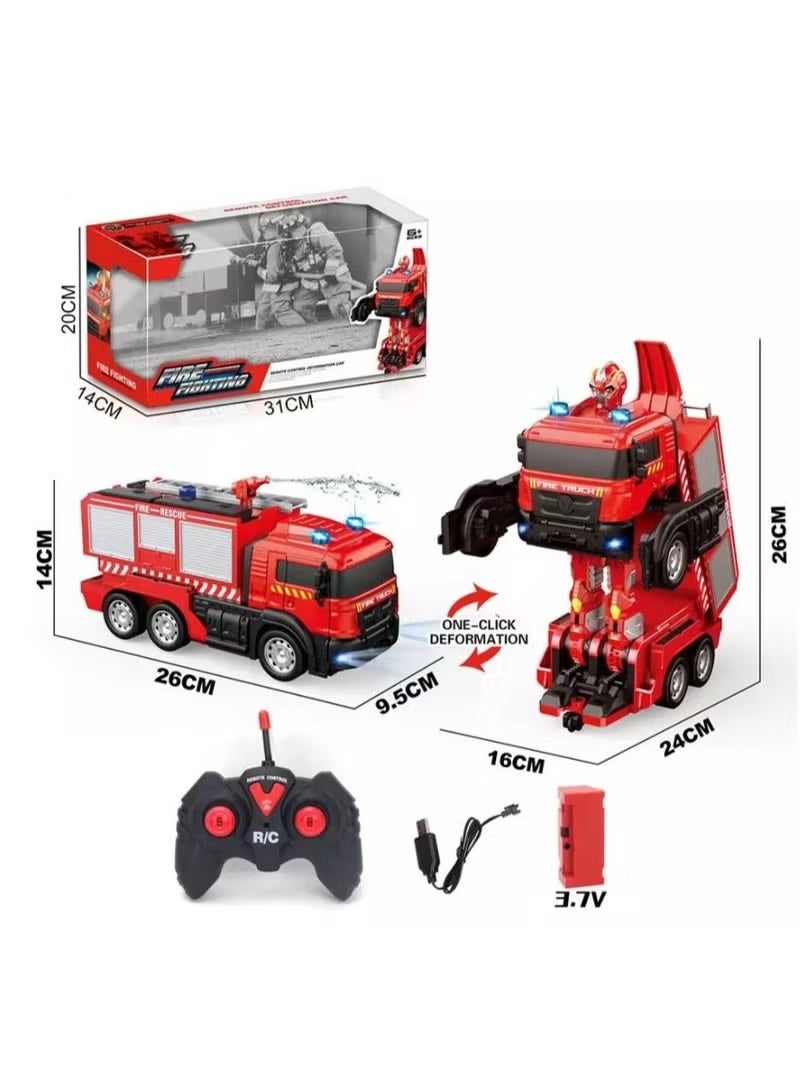 ELTRAZONE 26cm RC Fire Truck Toy with Metal Body, Wireless Remote Control, 680° Rotating Water Blaster, Realistic Rescue Vehicle, Rechargeable RC Emergency Truck for Kids - Image 4