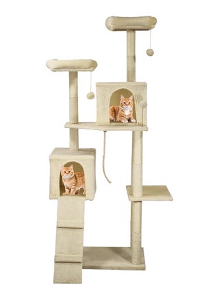 Cat tree tower activity center for indoor cats and kittens, Cat tree scratching post with Double perches, Dangling balls, Double cat condos, and Climbing ladder 180 cm (Beige) - pzsku/Z42FBBCA6DCD885F38290Z/45/_/1722952085/6de5aaca-639e-46ce-b393-02fc6def2dfc