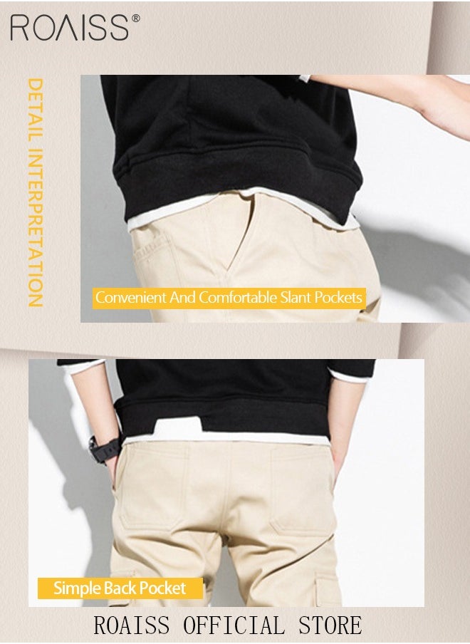 roaiss - Men's Cargo Pants Casual Pants with Elastic Drawstring Suitable for Various Body Types Simple and Trendy - Image 1