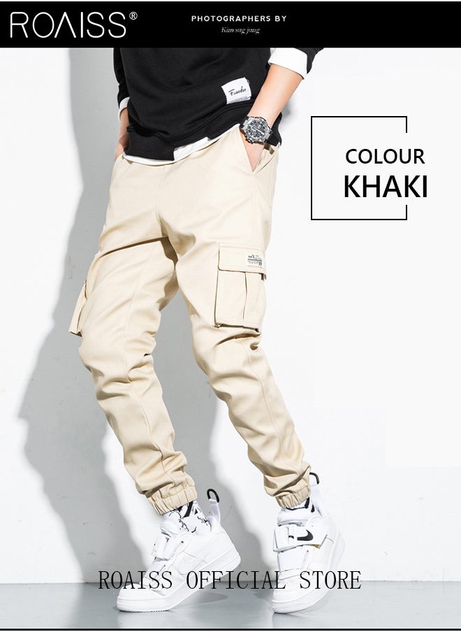 roaiss - Men's Cargo Pants Casual Pants with Elastic Drawstring Suitable for Various Body Types Simple and Trendy - Image 1