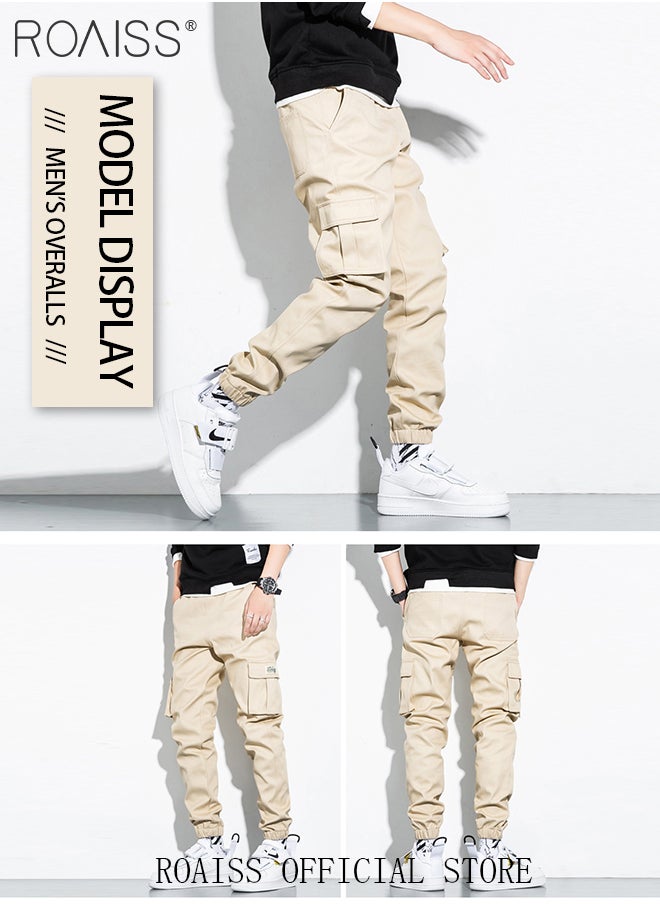 roaiss - Men's Cargo Pants Casual Pants with Elastic Drawstring Suitable for Various Body Types Simple and Trendy - Image 1