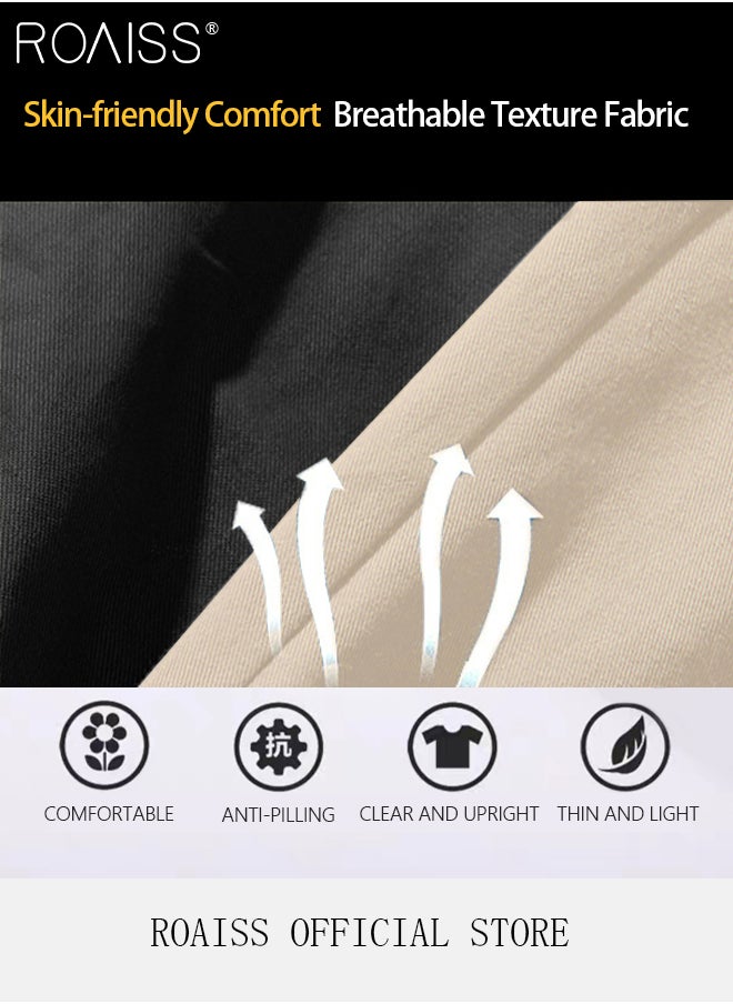 roaiss - Men's Cargo Pants Casual Pants with Elastic Drawstring Suitable for Various Body Types Simple and Trendy - Image 1