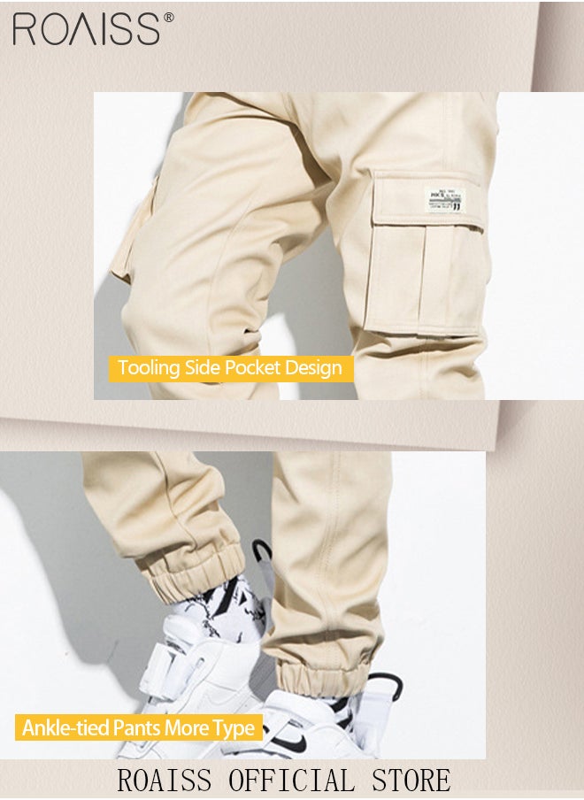 roaiss - Men's Cargo Pants Casual Pants with Elastic Drawstring Suitable for Various Body Types Simple and Trendy - Image 1
