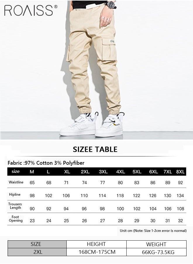 roaiss - Men's Cargo Pants Casual Pants with Elastic Drawstring Suitable for Various Body Types Simple and Trendy - Image 1