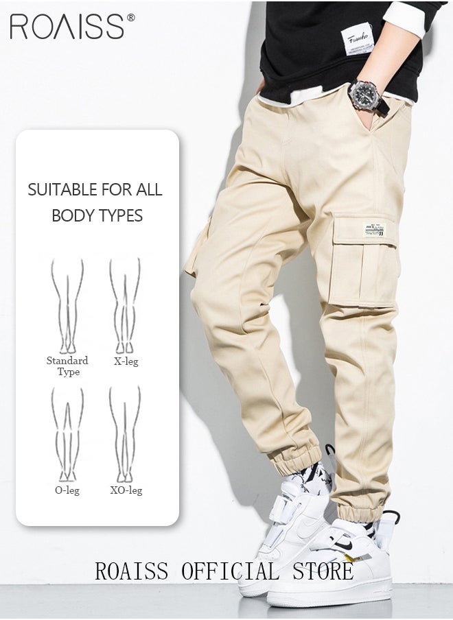 roaiss - Men's Cargo Pants Casual Pants with Elastic Drawstring Suitable for Various Body Types Simple and Trendy - Image 1