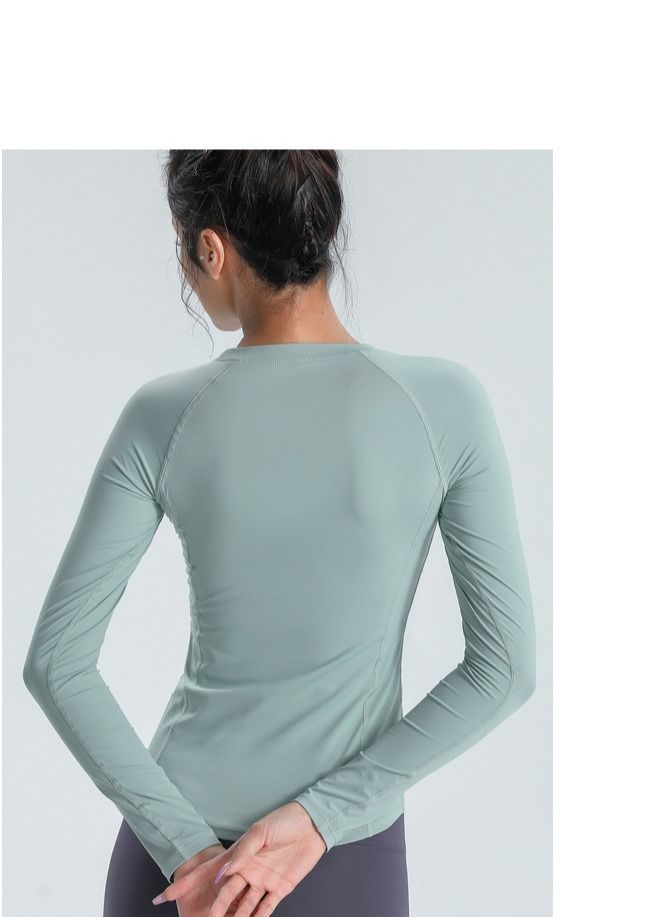 Loquat Fitness Exercise Running Speed Dry T-shirt Yoga Clothing Green  - Image 2