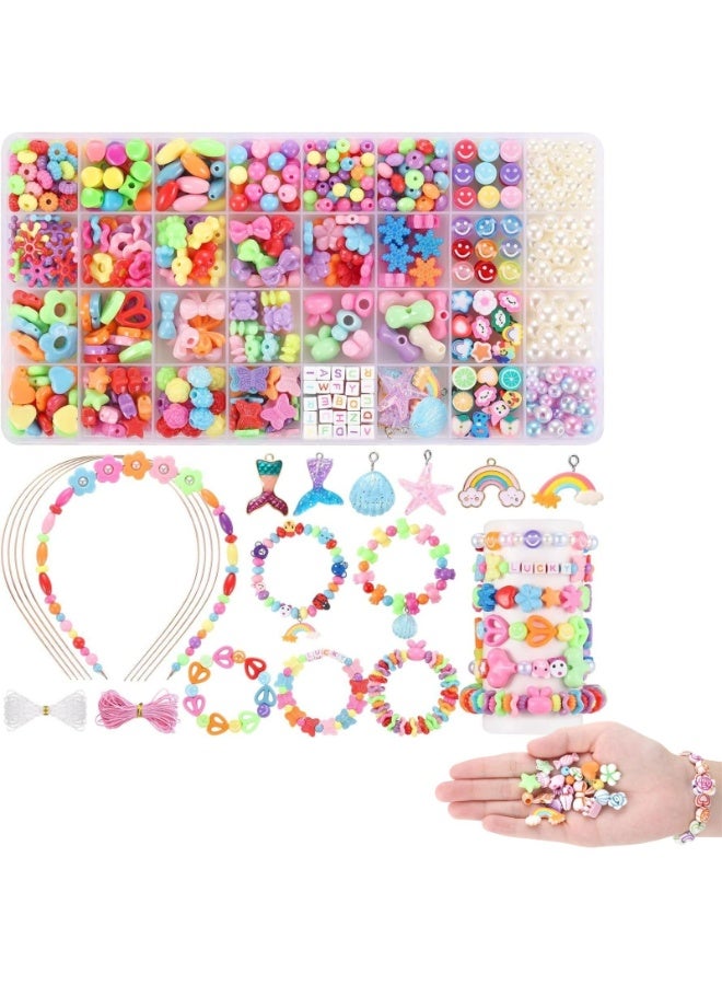 Home Smart Home Smart Color Bead Play Set for Toddlers Perfect Beds set with 32 different types of beads, charms, Strings and Metal hair bands Perfect for gift.  - Image 1