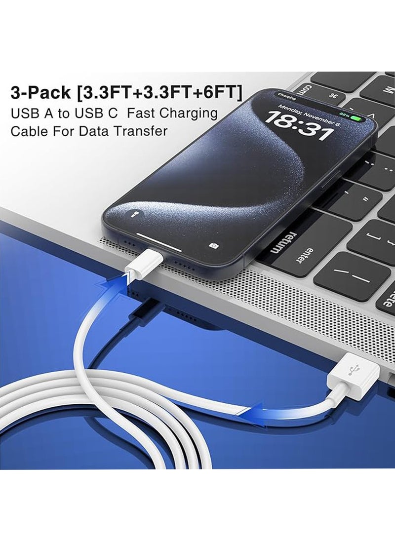 X-level - Car Carplay Cable for iPhone 16 15 Pro Plus Pro Max,3-Pack [3.3FT+3.3FT+6FT] USB A to USB C Cable for iPad Pro/Air/Mini,for Samsung S24/S23/S22,for MacBook Pro/Air and More - Image 1