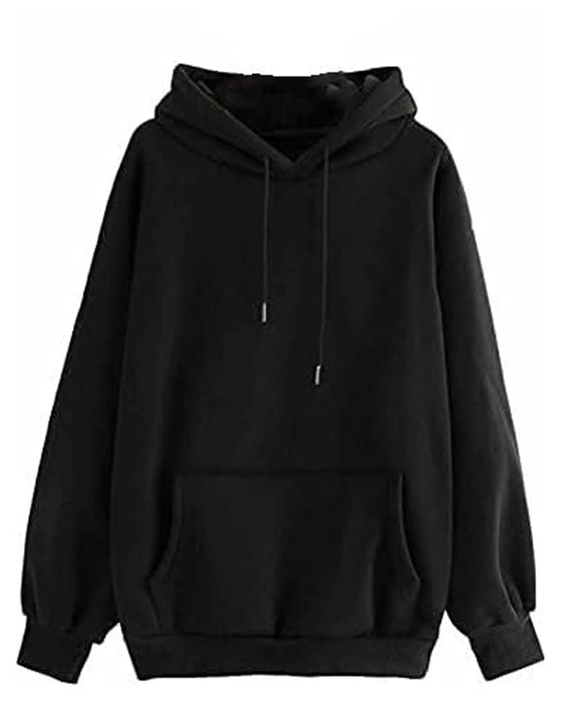 JUNEBERRY® Womens Regular Fit Cotton Fleece Hooded Neck Solid Full Sleeve Sweatshirt/Hoodie (JB_GL_W02_Black_S) - Image 1