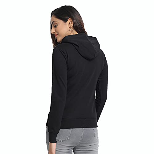 JUNEBERRY® Womens Regular Fit Cotton Fleece Hooded Neck Solid Full Sleeve Sweatshirt/Hoodie (JB_GL_W02_Black_S) - Image 3