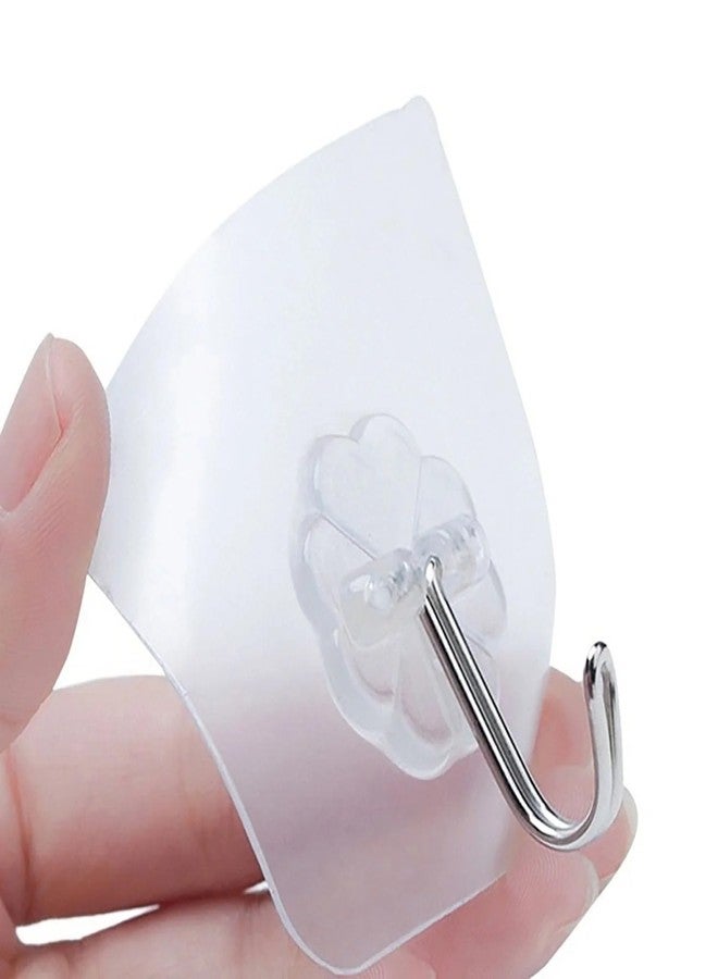 Oblivion Hooks for Hanging 6 Pcs – Transparent Self Adhesive Heavy-Duty Waterproof Wall Hooks – 180° Rotating Sticky Plastic & Stainless-Steel Hooks for Kitchen, Bathroom, Clothes, Bags & Heavy Items - Image 2