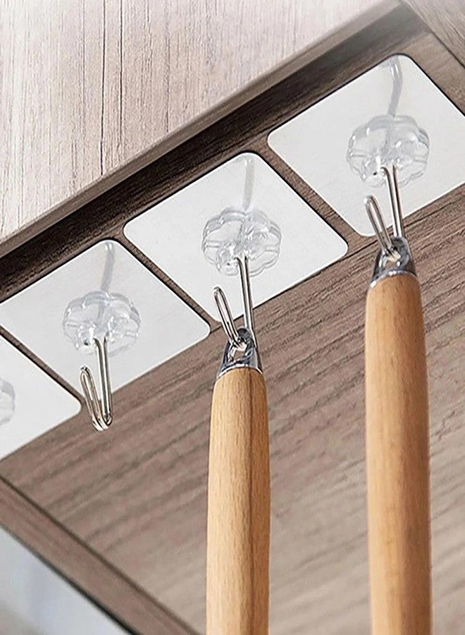 Oblivion Hooks for Hanging 6 Pcs – Transparent Self Adhesive Heavy-Duty Waterproof Wall Hooks – 180° Rotating Sticky Plastic & Stainless-Steel Hooks for Kitchen, Bathroom, Clothes, Bags & Heavy Items - Image 4
