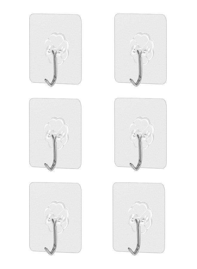 Oblivion Hooks for Hanging 6 Pcs – Transparent Self Adhesive Heavy-Duty Waterproof Wall Hooks – 180° Rotating Sticky Plastic & Stainless-Steel Hooks for Kitchen, Bathroom, Clothes, Bags & Heavy Items - Image 1
