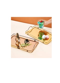 Rectangular Mirror Serving Tray Set Stainless 2-Piece Serving Tray Set Very chic for serving with a mirrored sheen. The set is made of two pieces in sizes to suit all your needs. A set of stainless steel serving trays with a mirror on the magnet, gold.