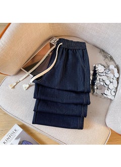 Generic Autumn New Plus Size Lyocell Thick Soft Denim Straight Pants Women cowboy blue  - Image 5