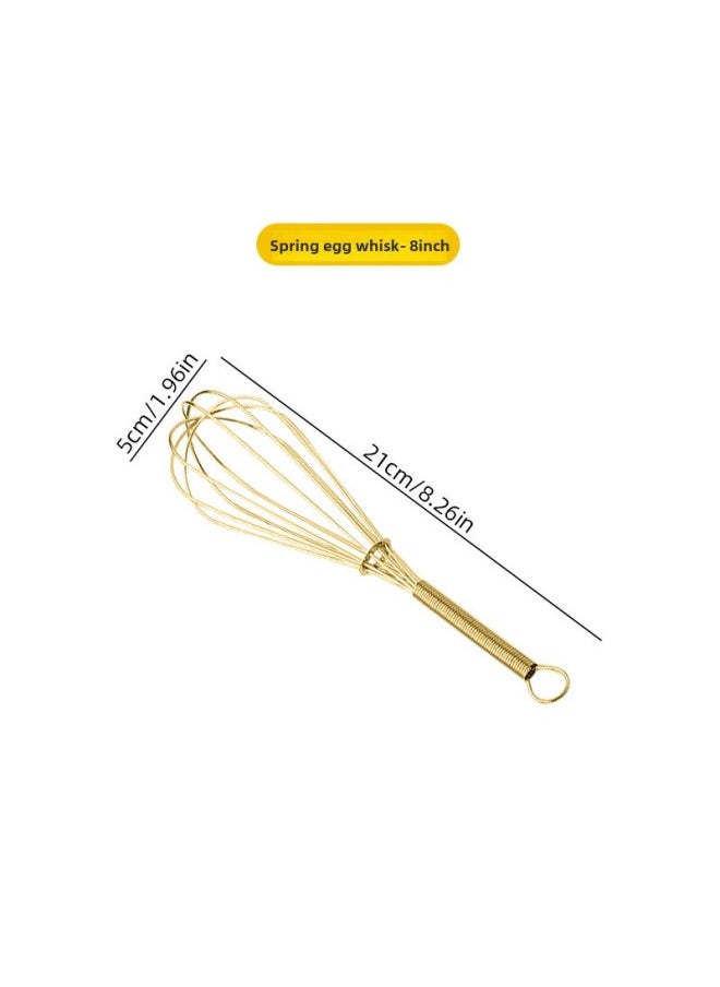 Generic A Generation Of Stainless Steel Manual Egg Beater Household Semi-automatic Hand-held Milk Foam Spring Mixing Baking Tool-Color:8 Inches 21cm (gold)  - Image 1