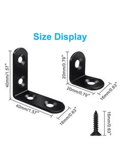 Y&D Corner Brace, 24Pcs Black 90 Degree Right Angle Metal Bracket, L Brackets for Furniture Cabinet with 72Pcs Screws, 12Pcs-40mm/12Pcs-20mm  - Image 2