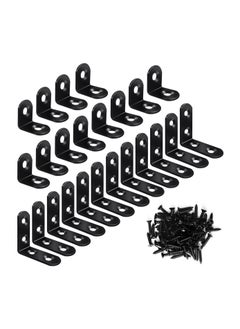Y&D Corner Brace, 24Pcs Black 90 Degree Right Angle Metal Bracket, L Brackets for Furniture Cabinet with 72Pcs Screws, 12Pcs-40mm/12Pcs-20mm  - Image 1