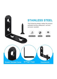 Y&D Corner Brace, 24Pcs Black 90 Degree Right Angle Metal Bracket, L Brackets for Furniture Cabinet with 72Pcs Screws, 12Pcs-40mm/12Pcs-20mm  - Image 3