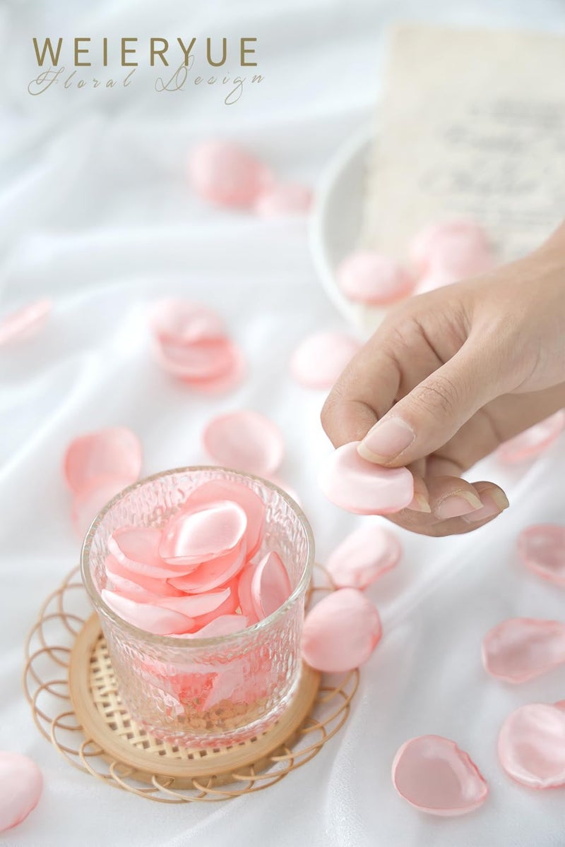 WEIERYUE 300PCS Silk Rose Petals,Beautiful Realistic Scatter Rose Petals Romantic Night Decoration,Wedding Party Decoration Artificial Flowers Petals (Monochromatic Pink) - Image 2