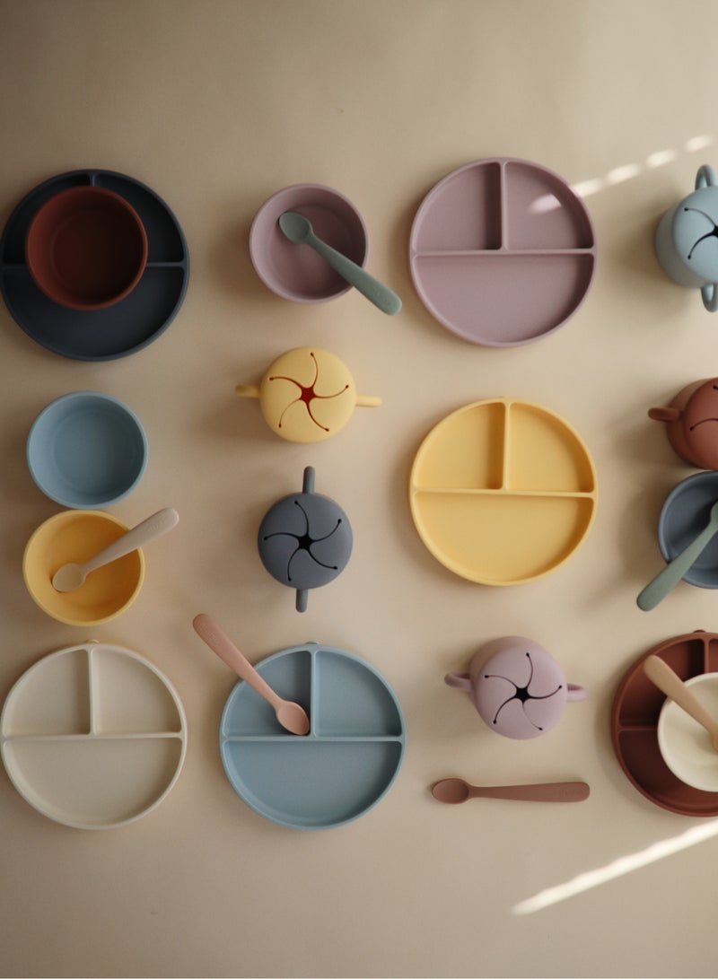 موشي وعاء شفط من السيليكون موشي | تصميم مانع للانزلاق | وعاء الطعام والفطام للأطفال والرضع | خالية من مادة بيسفينول | سيليكون صالح للطعام | صمم في السويد | النرجس البري الشاحب - Image 3