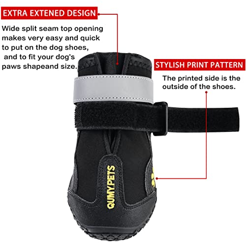QUMY Dog Shoes for Large Dogs, Medium Dog Boots & Paw Protectors for Winter Snowy Day, Summer Hot Pavement, Water-Resistant in Rainy Weather, Outdoor Walking, Indoor Hardfloors Skid-Resistant Sole - Image 4