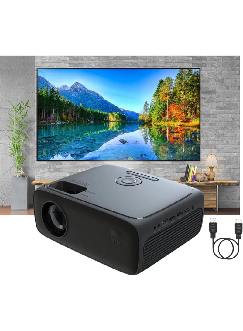 او ان ان جهاز عرض مسرح منزلي LCD عالي الدقة 1080 بكسل، جاهز للبث، كابل HDMI بطول 6 أقدام، مكبر صوت بقوة 5 وات، جهاز تحكم عن بعد، حجم الصورة من 32 بوصة إلى 210 بوصة، يدعم HDMI/USB/MicroSD/AV - Image 1