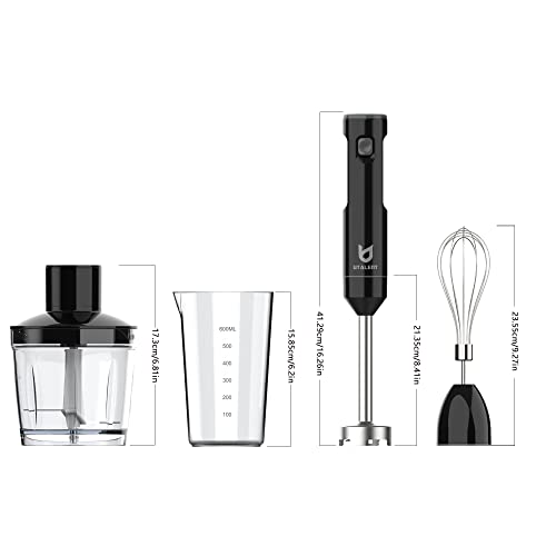 UTALENT Cordless Hand Blender, UTALENT Variable Speed Immersion Blender Rechargeable, with 500ml Chopper, 600ml container, Egg Whisk, for Smoothies, Baby Food and Soups – Black - Image 5