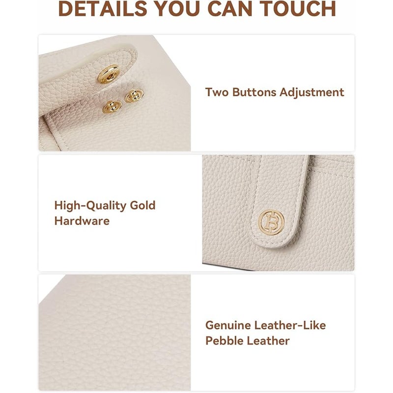 Bostanten Slim Wallet for Women Small RFID Blocking Credit Card Holder Leather Bifold Wallets with Zipper Coin Pocket Beige - Image 3