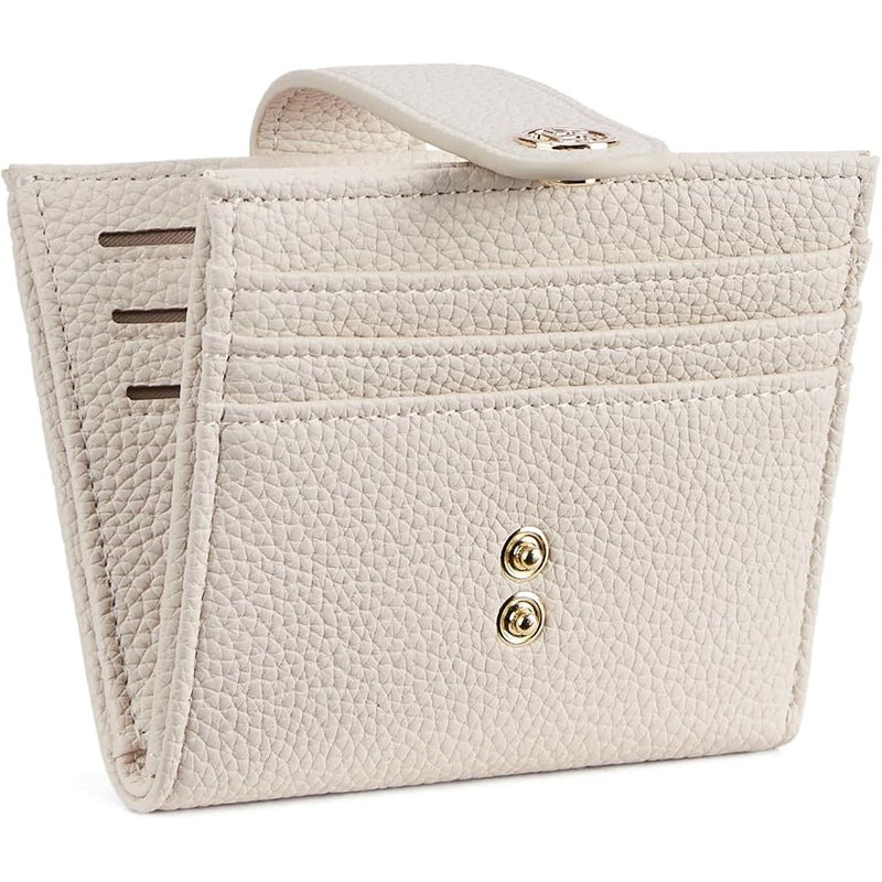 Bostanten Slim Wallet for Women Small RFID Blocking Credit Card Holder Leather Bifold Wallets with Zipper Coin Pocket Beige - Image 1