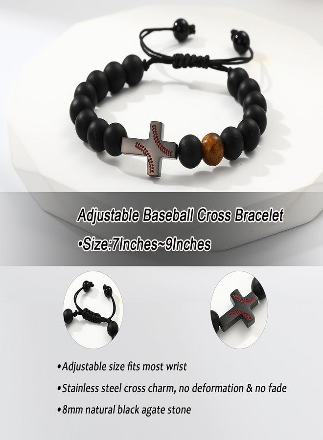VULETO Baseball Easter Basket Stuffers for Teen Boys Kids, Cross Bracelet Christian Religious Christmas Valentines Jewelry Gifts for Tween Teenage Ages 8-12 Son Grandson Accessories Stuff Lovers Team - Image 2