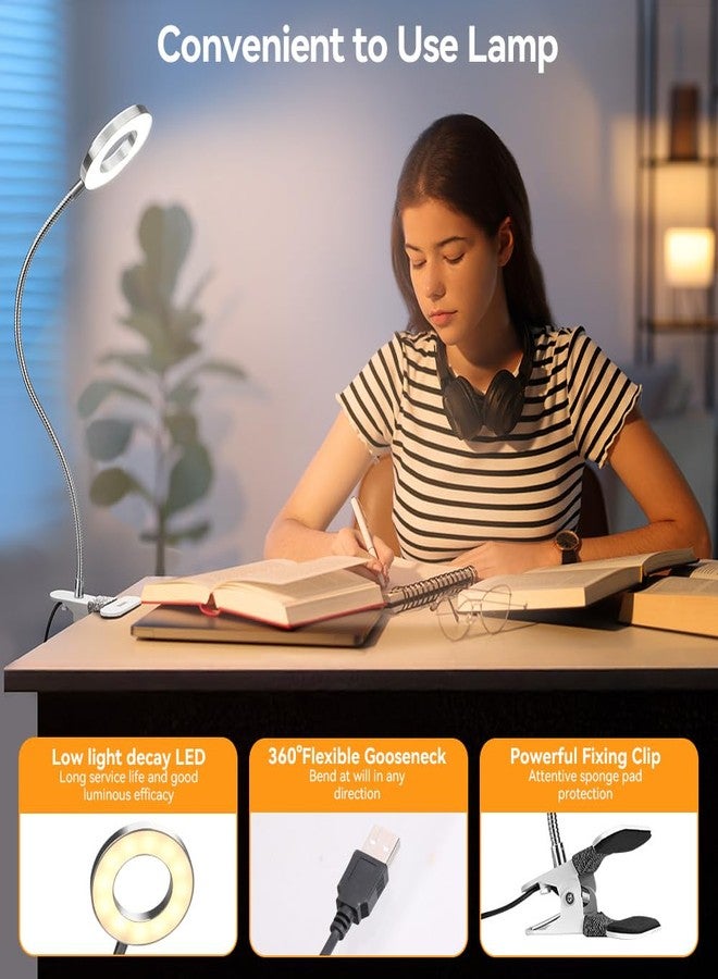 Skymore Clip on Light -3 Color Modes&10 Brightness LED Reading Desk Light with Clamp Flexible Gooseneck Book Light for Kids' Bedtime Reading, Zoom Meetings, Clip on Table, Headboard, Dorm&Office Use - Image 3