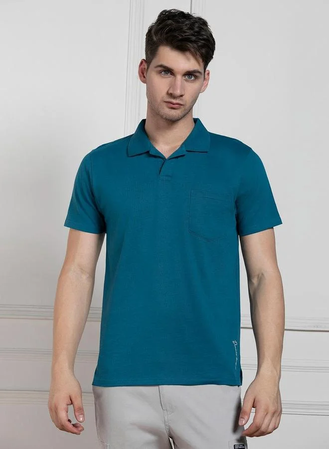 Dennis Lingo Dennis lingo Solid Green Pure Cotton Polo T-Shirt
