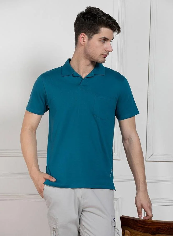Dennis Lingo Dennis lingo Solid Green Pure Cotton Polo T-Shirt
