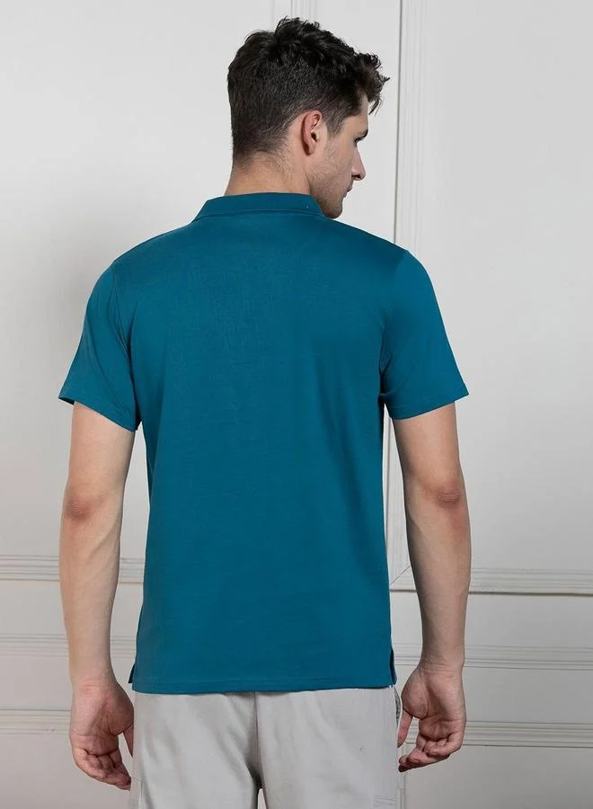 Dennis Lingo Dennis lingo Solid Green Pure Cotton Polo T-Shirt