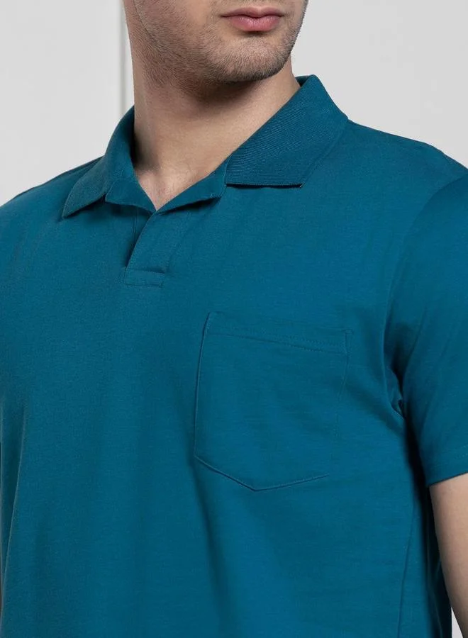 Dennis Lingo Dennis lingo Solid Green Pure Cotton Polo T-Shirt