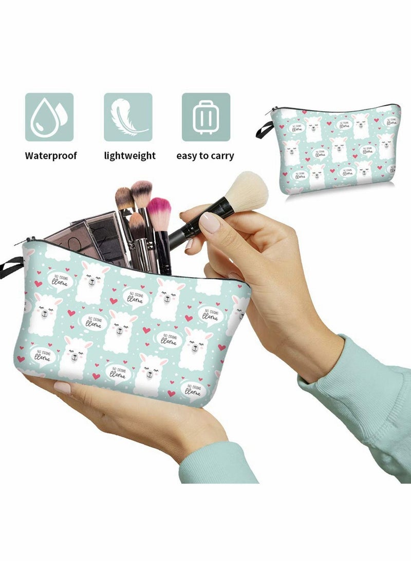 Makeup Bags Cosmetic Bag for Women Alpaca and Cactus Cosmetic Bag Makeup Pouch Travel Toiletry Organizer Adorable Roomy Makeup Bags - Image 1