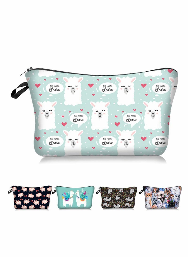 Makeup Bags Cosmetic Bag for Women Alpaca and Cactus Cosmetic Bag Makeup Pouch Travel Toiletry Organizer Adorable Roomy Makeup Bags - Image 4