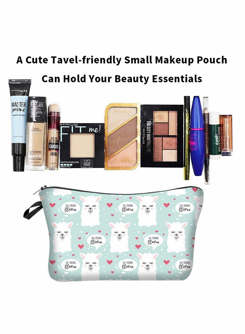 Makeup Bags Cosmetic Bag for Women Alpaca and Cactus Cosmetic Bag Makeup Pouch Travel Toiletry Organizer Adorable Roomy Makeup Bags - Image 3