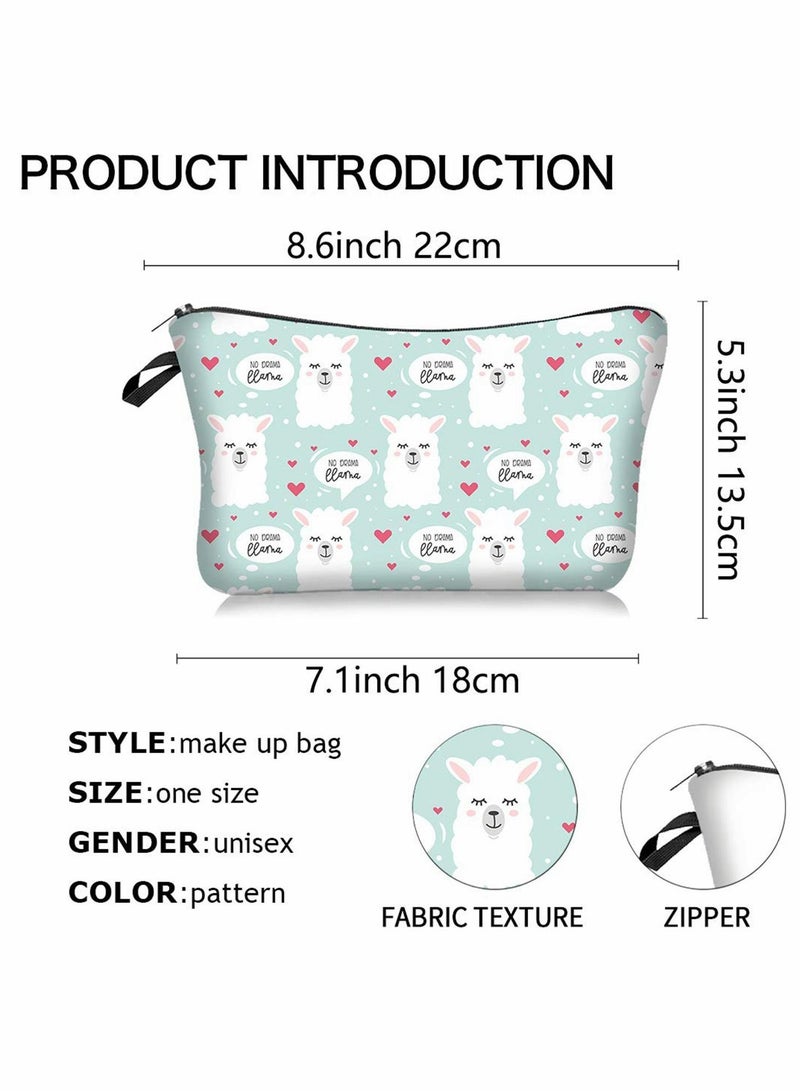 Makeup Bags Cosmetic Bag for Women Alpaca and Cactus Cosmetic Bag Makeup Pouch Travel Toiletry Organizer Adorable Roomy Makeup Bags - Image 2