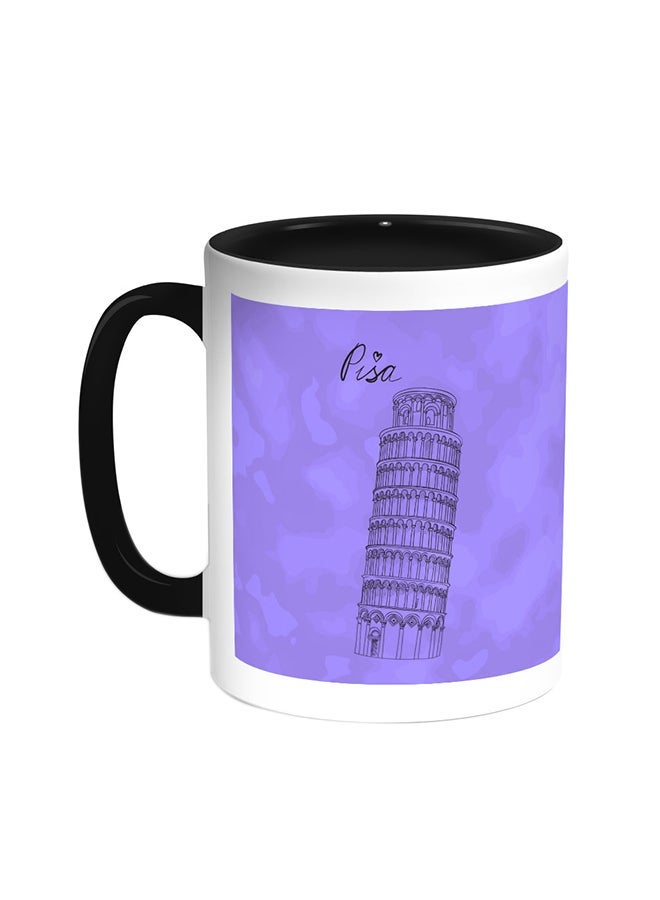 RYN Landmarks - Leaning Tower Of Pisa Printed Coffee Mug Black/White 11ounce